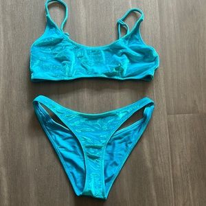 triangl blue velvet bikini